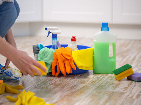 Woman with Cleaning Supplies