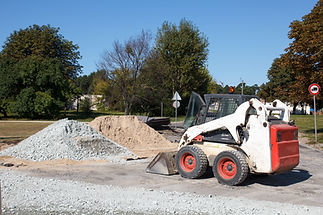 small excavator on the construction site