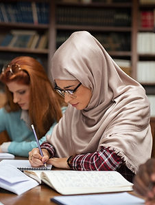 Studying in Library