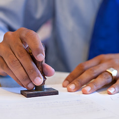 Bank documents being stamped