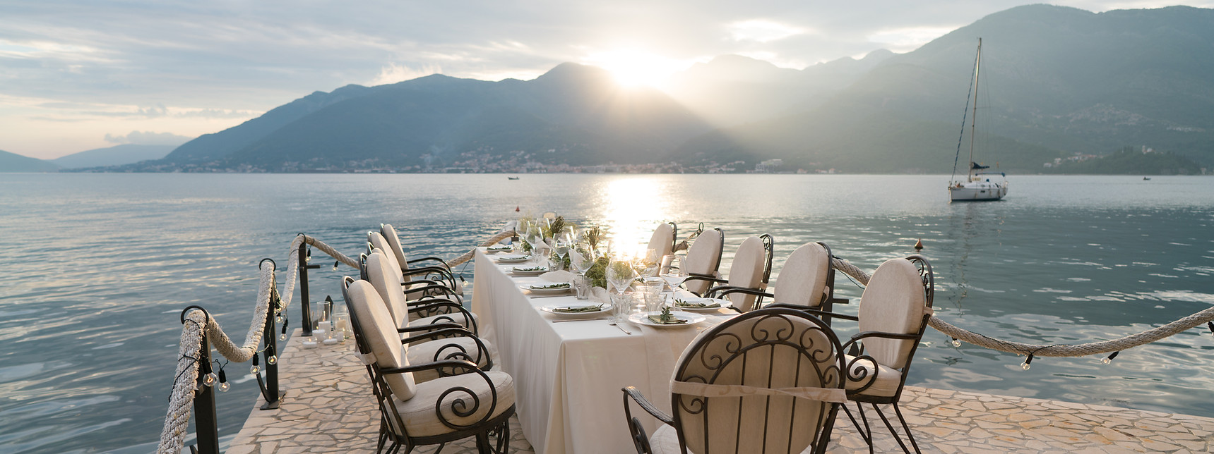 Como Lake Wedding Dinner Setup