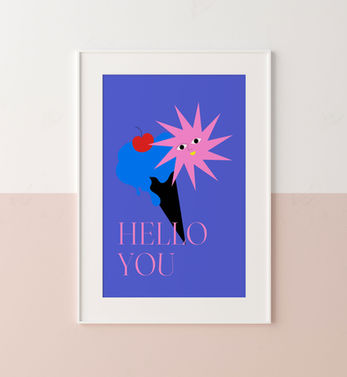 Whimsical art print: Hello You