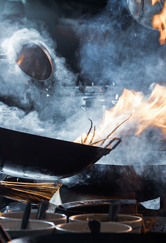 Scène du wok enflammé