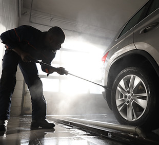 Man Cleaning Car