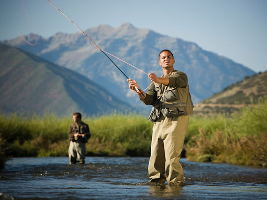 Two Men Fishing in the River