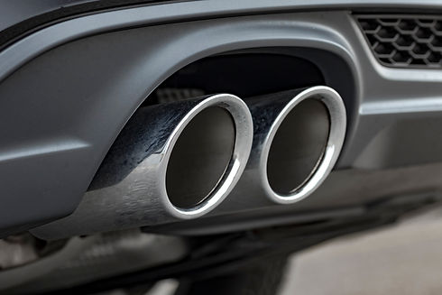 Close-up car double-pipe exhaust system