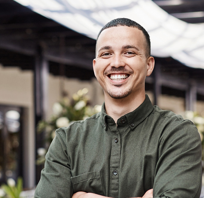 Smiling man outdoors