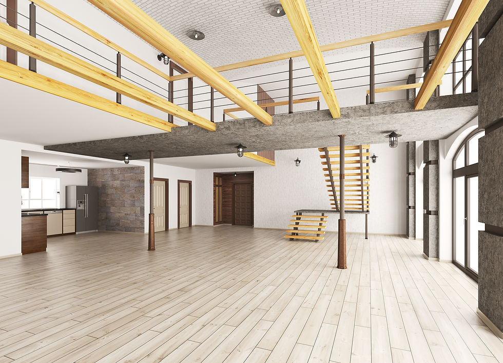 Empty room with wooden flooring cleared and ready for use
