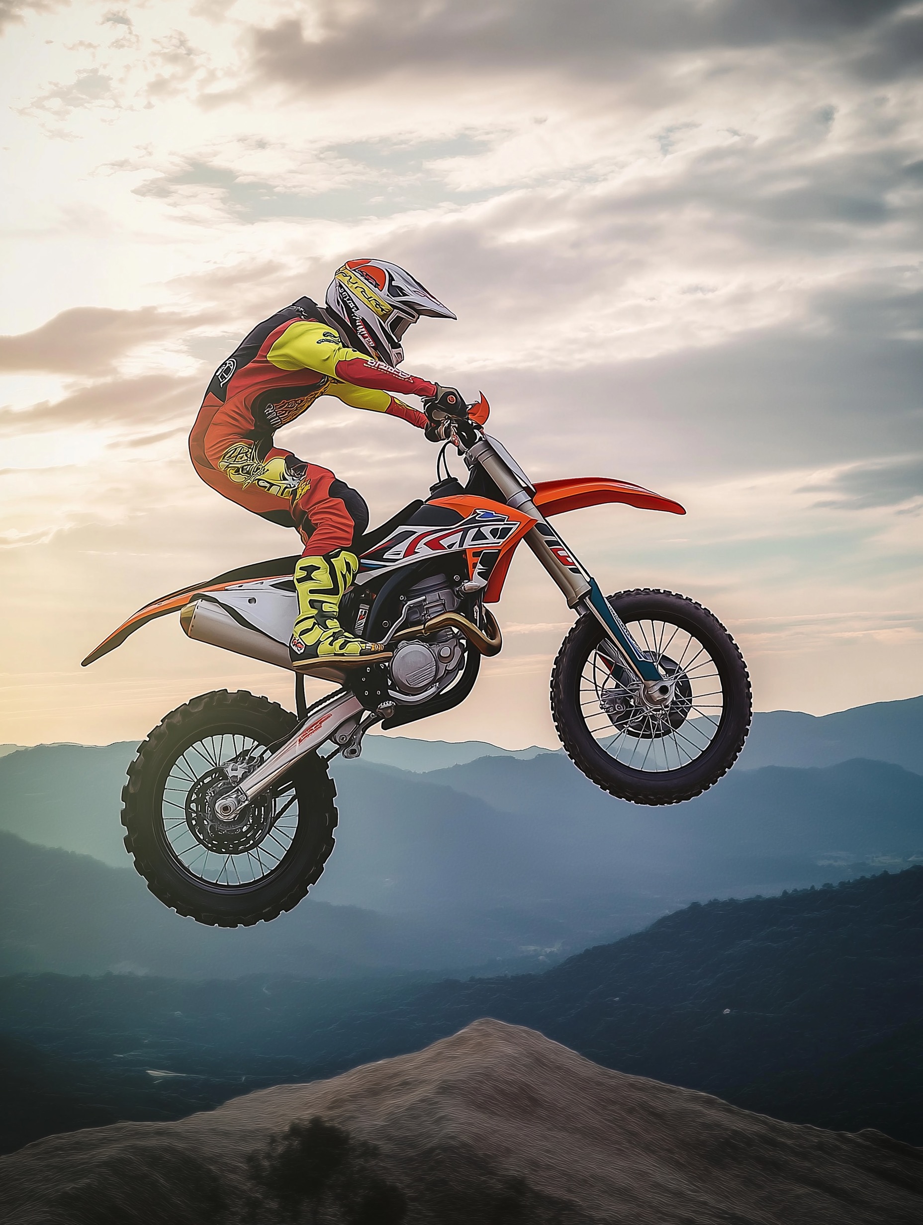 Motorcyclist Mid-Air Jump