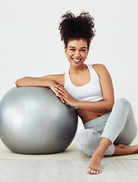 Woman with exercise ball