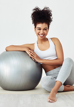 Woman with exercise ball
