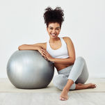 Woman with exercise ball