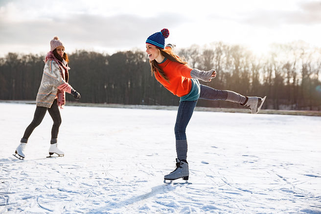 Ice Skating on Frozen Lake