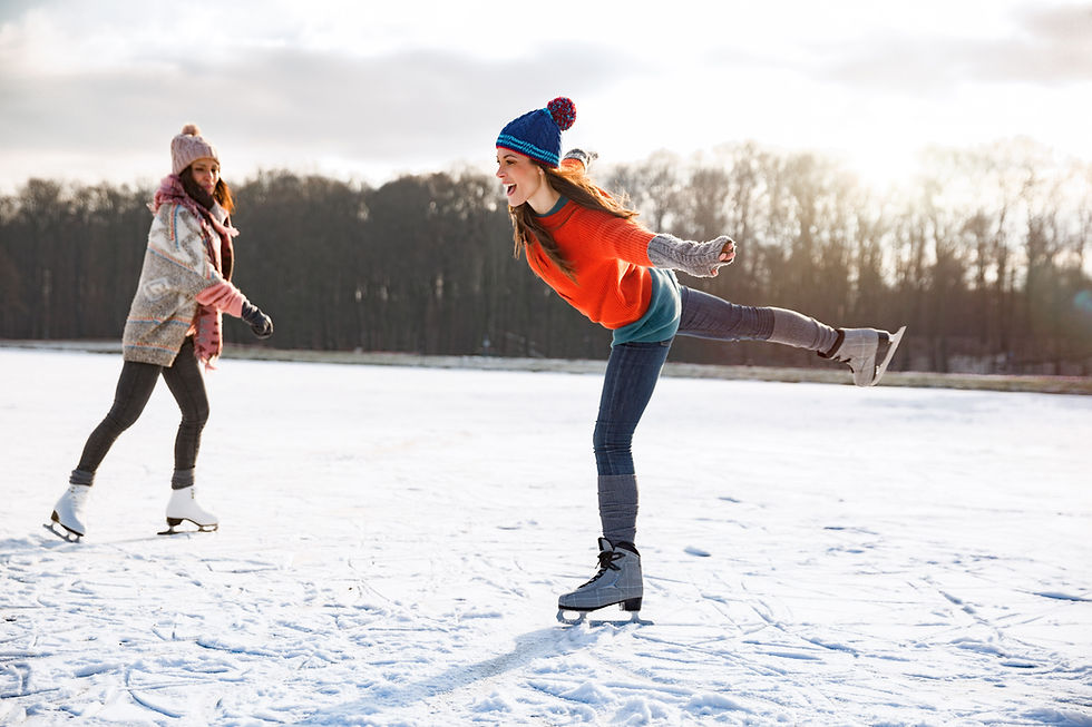 Ice Skating on Frozen Lake