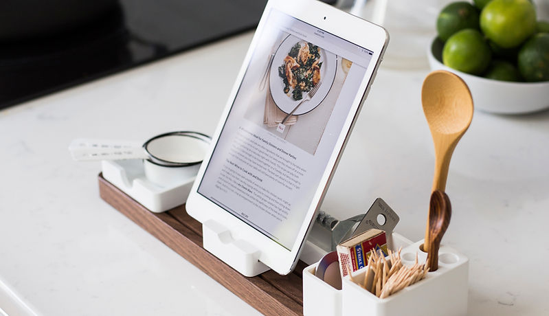 Ipad with recipes on it