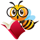 Cartoon Bee Reading Book