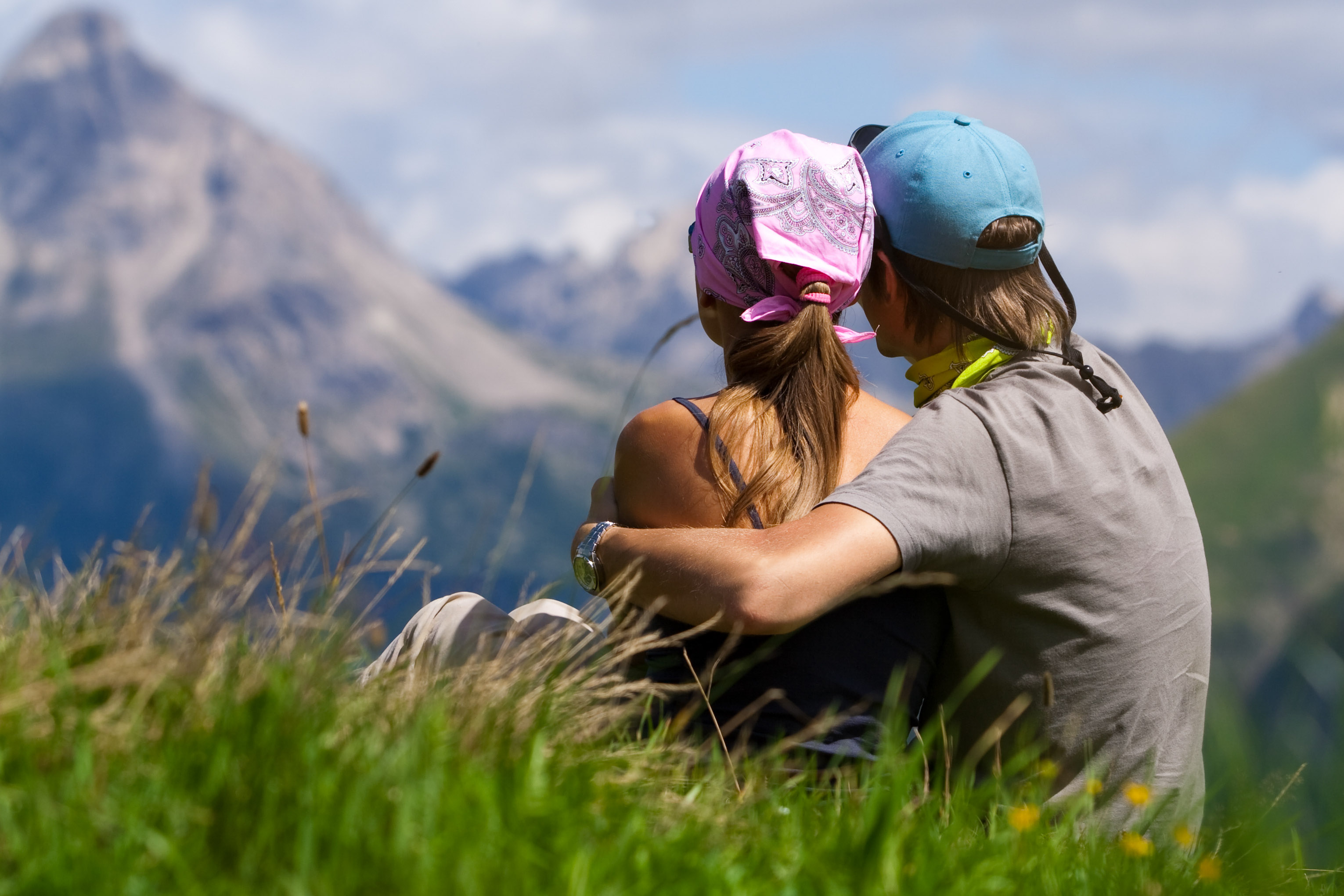Couple in love in the mountains