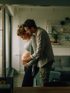 stock photo of husband and pregnant wife
