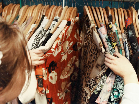 browsing clothing rack