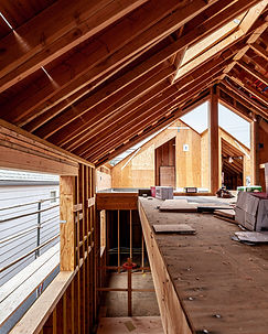 Attic roof framing under construction
