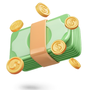 Stack of Money with Coins