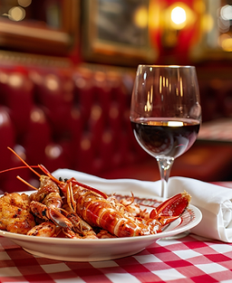 Lobster dish with red wine