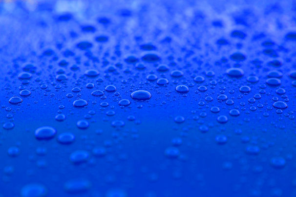Drops on Blue Surface