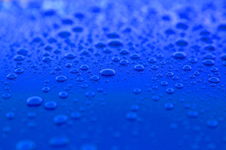 Drops on Blue Surface