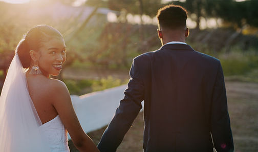 Bride and groom outdoors