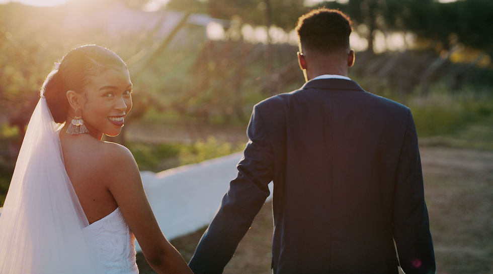 Bride and groom outdoors