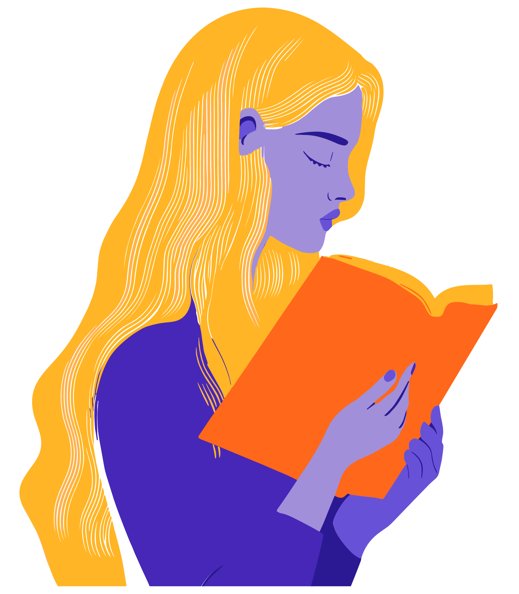 Lendo ilustração de mulher