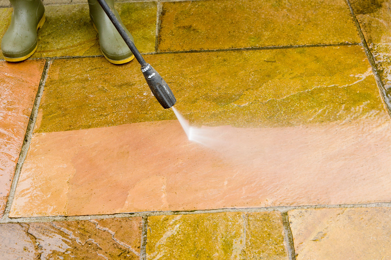 close-up image of high-pressure jet washer
