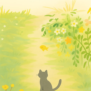 Cat Watching Golden Fish