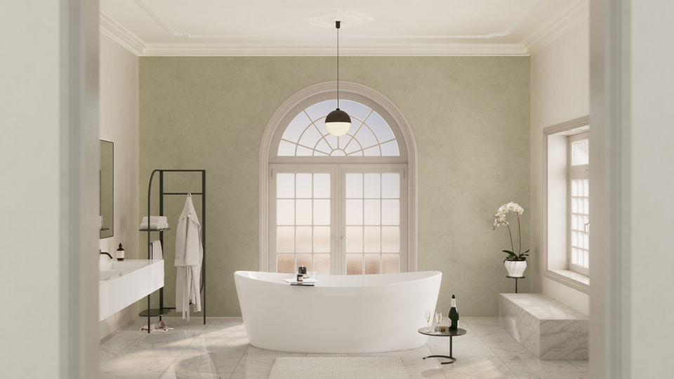Spa-inspired bathroom with freestanding soaking tub