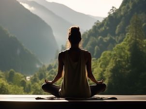 Woman meditating outdoors