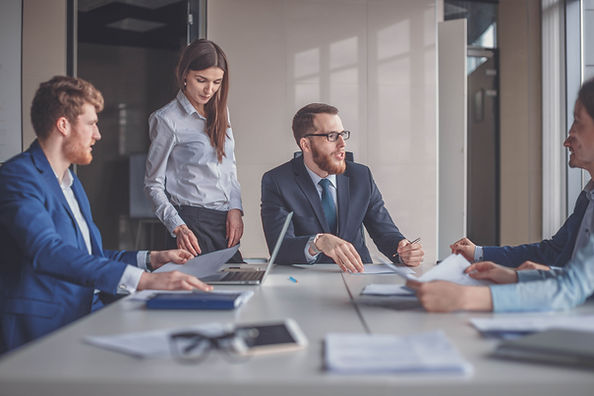 Business discussion with employees