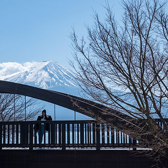 富士山に重なる橋の風景