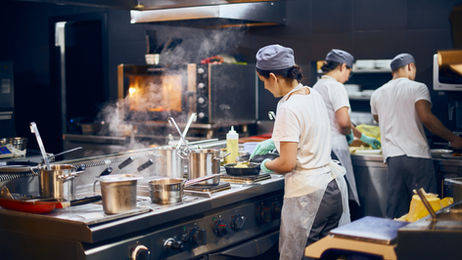 Busy kitchen in a restaurant