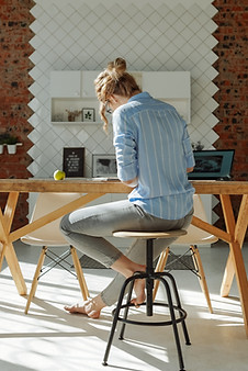 Working at Wooden Table