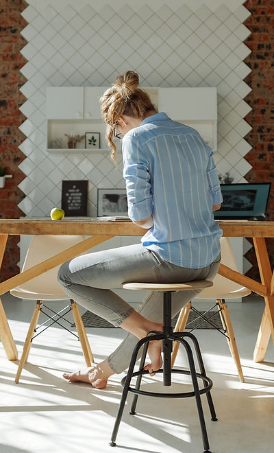 Working at Wooden Table