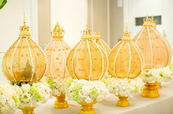 pedestal trays with flower decoration