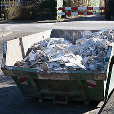 Skip full of rubble