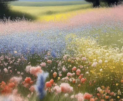 Champ de fleurs coloré