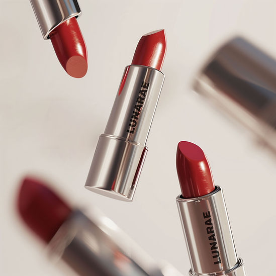 Floating Red Lipsticks in Motion