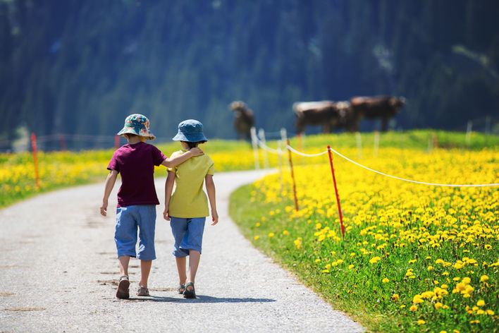 two children walking