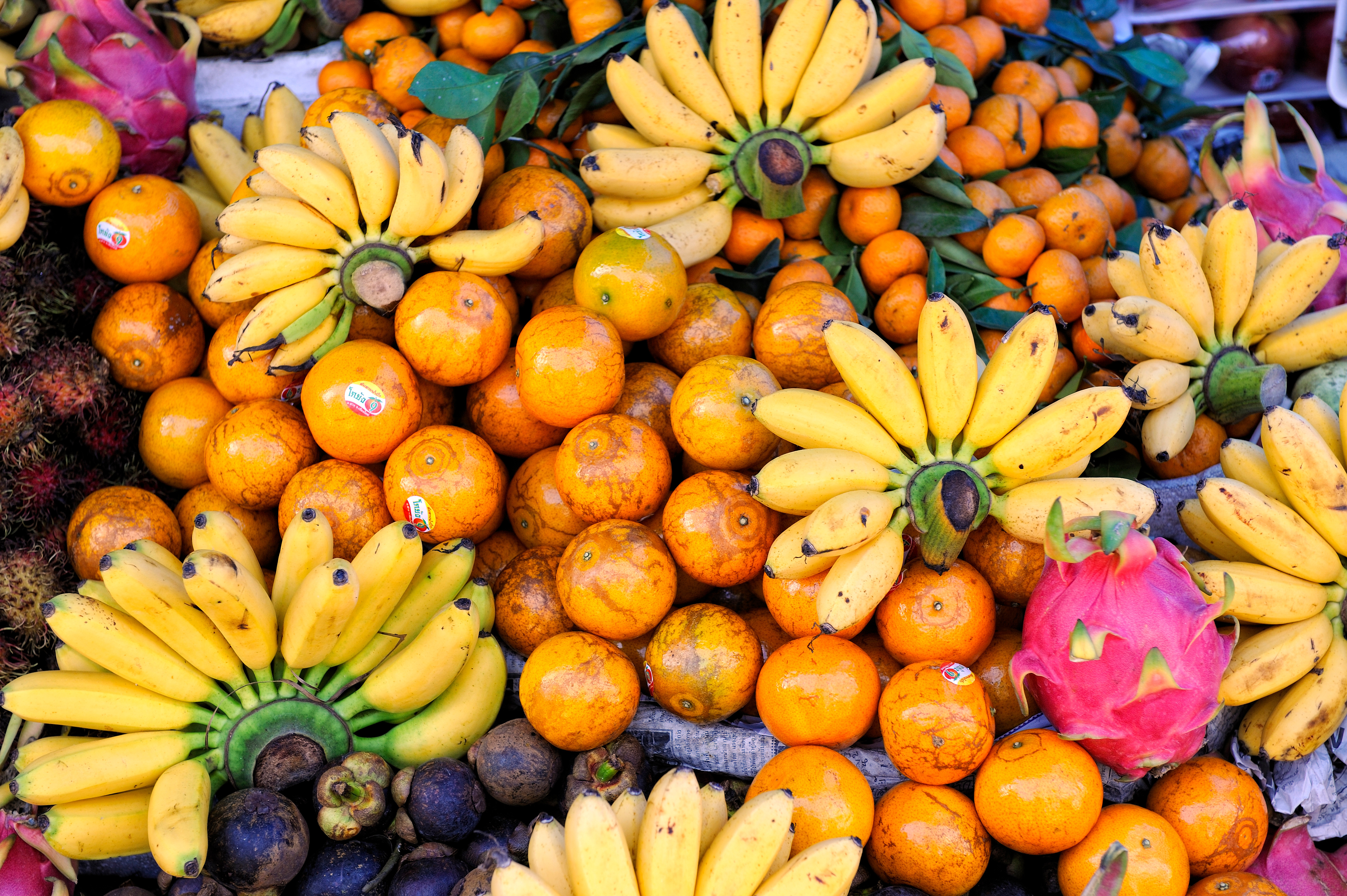 A pile of tropical fruits