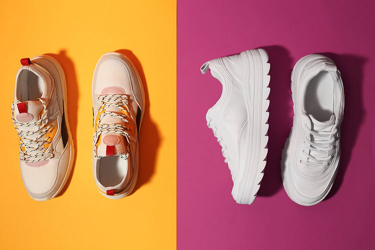 Colorful sneakers arrangement