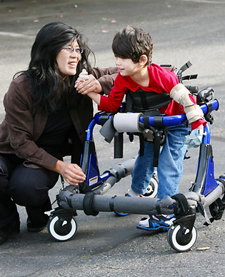 A mother with a cripple child
