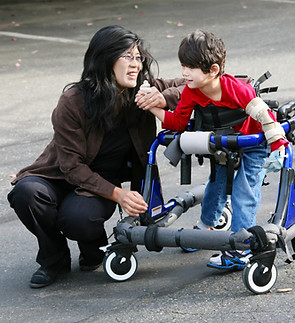 A mother with a cripple child