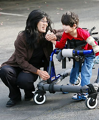A mother with a cripple child
